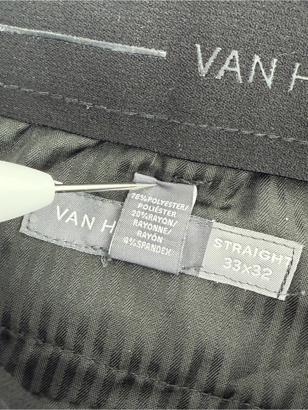 Van Heusen 33x32 Black Straight Leg Dress Pants Flex Waist - Picture 5 of 8